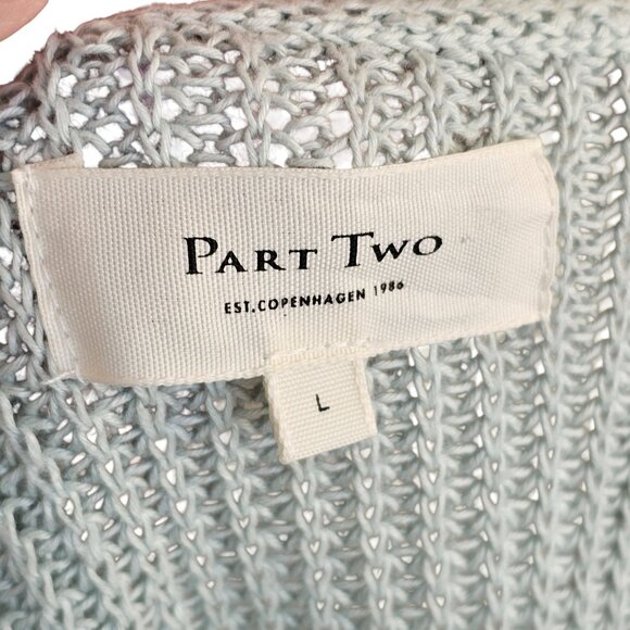 Part Two Etrona Linen Knit Blue Long Sleeve Sweater Sz L - Picture 5 of 8